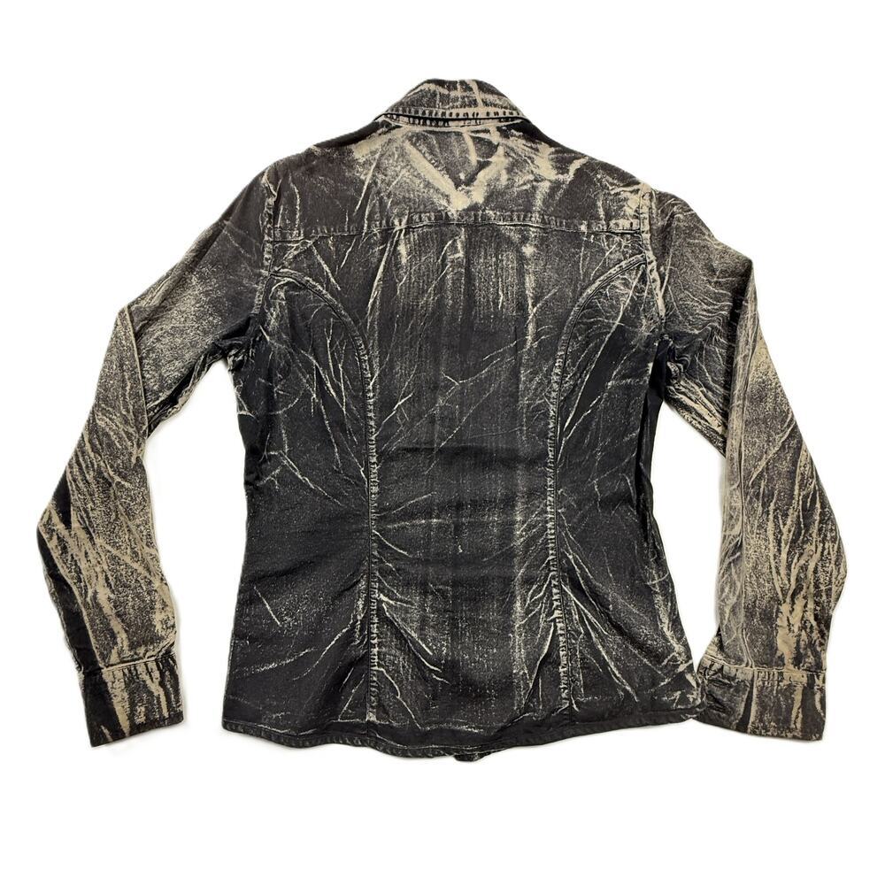 Vintage Replay Made In Italy Charcoal Wash Long Sleeve Women Shirt Fits Size M - Picture 12 of 14